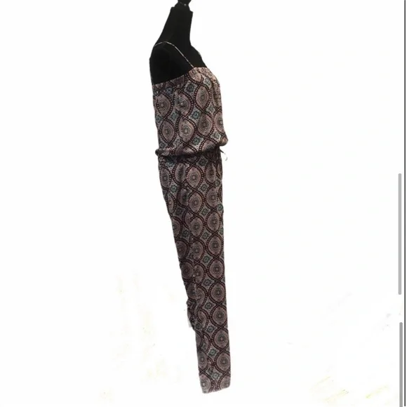 Molly Bracken abstract Print spaghetti strap elastic waist jumpsuit size small - Picture 5 of 10